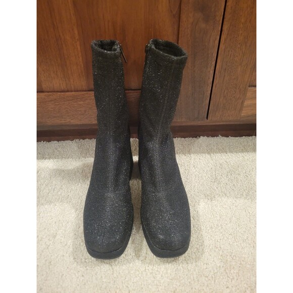 New ABOUND Steffie Platform Bootie In Black Glitter Women's Size 7 Zipper Party - Picture 2 of 9